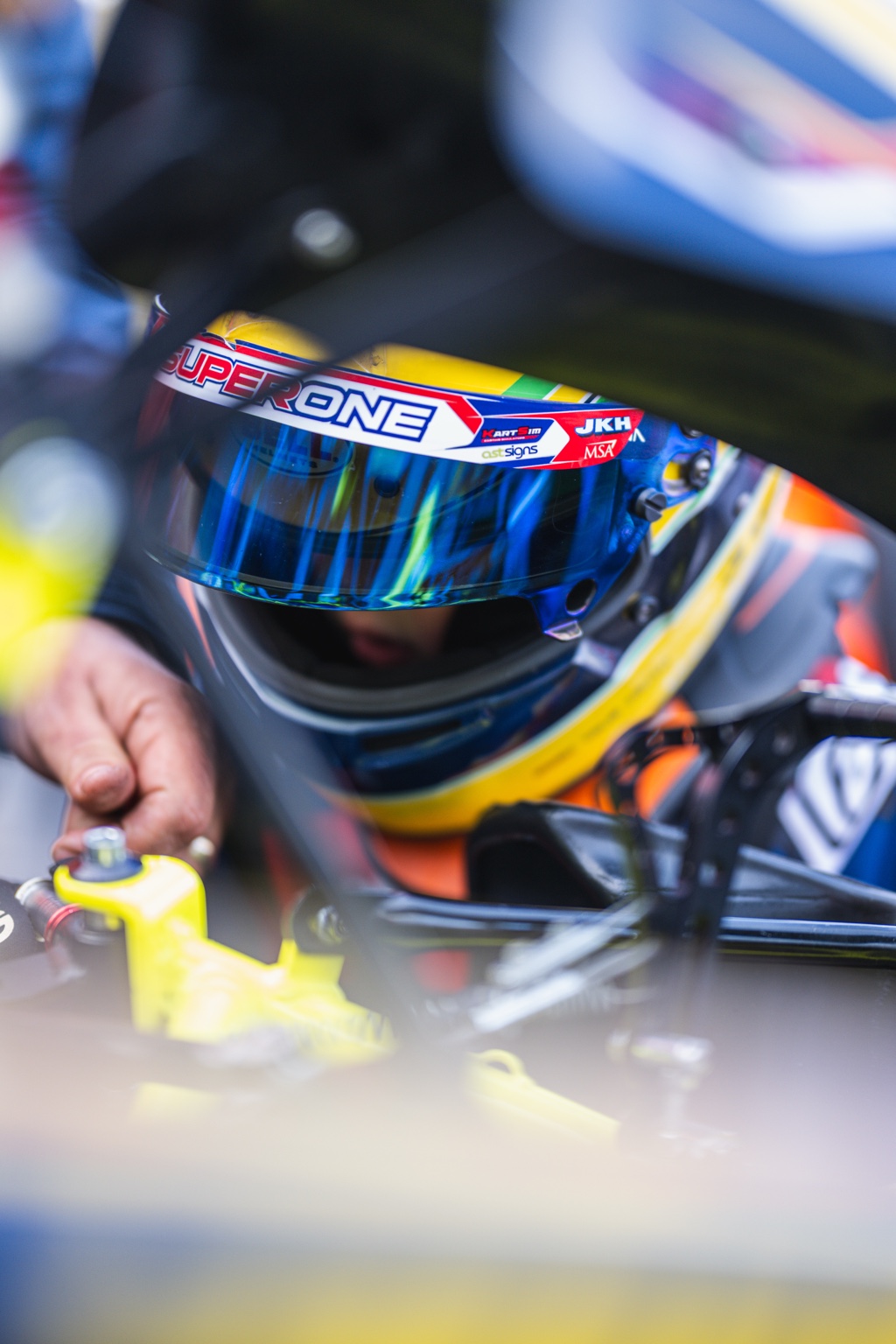 Close-up of Logan focused in his helmet